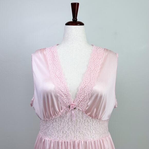 Vintage Baby Pink Lace Trim Long Nightgown NWT - Picture 6 of 10